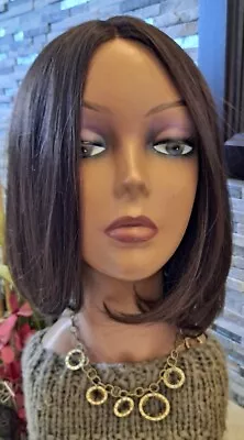 $72.50 • Buy Lace Top Straight Wig Dark Brown Shiny Hair Sheitel M Adjust Cap Permanent Style