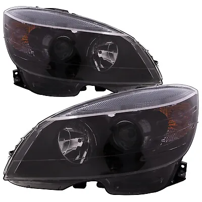 Headlights Set Halogen Black W/ Clear Lens Pair For 2008-2011 Mercedes C Class • $214.99