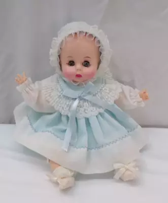 Vintage 1980 Effanbee Baby Doll Sleepy Eyes Blue Dress Cloth Body 8180 12  • $14.99