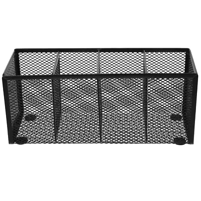  Wrought Iron Four Grid Pen Holder Mesh Bedroom Supplies Garbage Can • £15.07