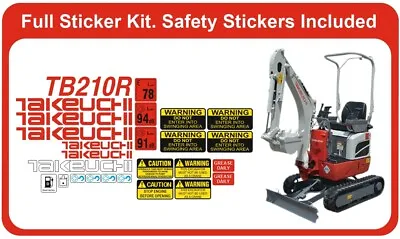 £29.99 • Buy Takeuchi TB210R Mini / Micro Digger Full Sticker Kit Decal Kit. Safety Kit
