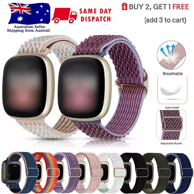 $9.97 • Buy Elastic Band Fitbit Versa 4 3 2 SE Nylon Watch Wristband Adjustable Stretchable