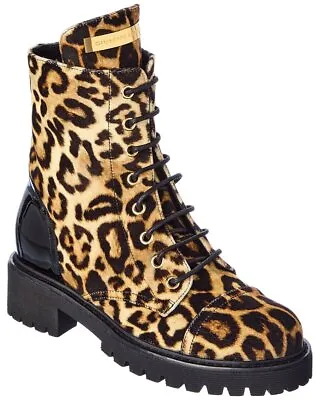 $263.99 • Buy Giuseppe Zanotti Velvet & Patent Combat Boot Women's Brown 35