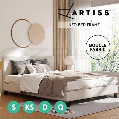 $179.95 • Buy Artiss Bed Frame Queen Double King Single Size Base Boucle Fabric Platform