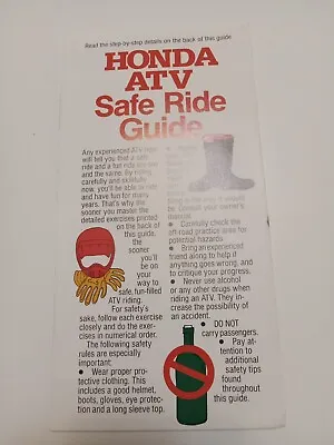 NOS Honda ATV Safe Ride Guide3 4 Wheeler ATC Brochure Safety Pamphlet SVIA  • $15