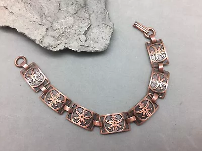 Solid Copper Link Bracelet Native American Kachina Dancer 7.25  X 1/2  Vintage • $24.79