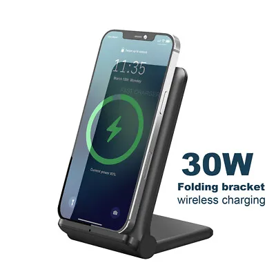30W Wireless Charger Stand Dock For IPhone 14 Pro 13 12 XS Max 8 Samsung S23 S22 • £11.99