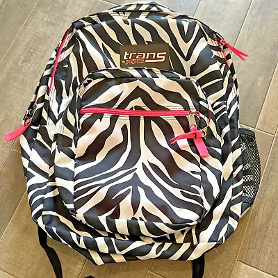 Jansport Trans Backpack Zebra-Pink Animal Print Hike Zoo Student *STAINED* • £13.25