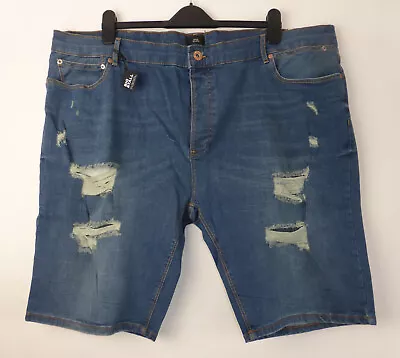 £17.99 • Buy River Island Size 46  Skinny Stretch Distressed Denim Shorts Button Fly Mid Blue