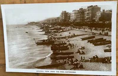 Eastbourne General View From The Pier Many Boats On Beach C1930 Real Photo Pc • £3.50