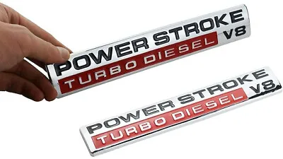 2pcs Power Stroke Turbo V8 Door Emblem For 05-10 Super Duty  Badge Chrome Red • $20.39