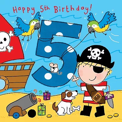 5 Year Old Card -Age 5 Card -5th Birthday Card For Boy -Boy Age 5 Card -Pirate • £3.99