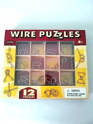 12 WIRE PUZZLES Brain Teaser Mind Game Metal IQ Test Magic Trick BOX Age 8+ • $8.99