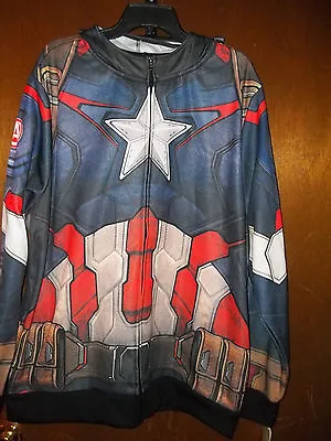 Marvel Comics Captain America  Zipper Mask Helmet Hoodie Hooded  NWT M-2XL Men's • $29.99