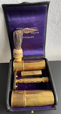 Gillette New Improved 'Traveler' Gold - Vintage Safety Razor Set • $200