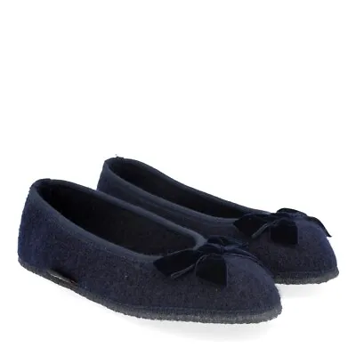 £56.07 • Buy Haflinger Fiocco Blue Felt Wool Ballerina Slippers