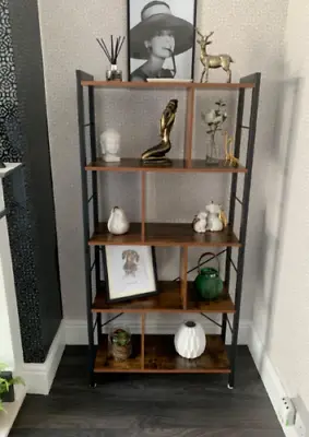 Vintage Industrial Bookcase Rustic Storage Cabinet Tall Shelf Metal Display Unit • £68.50