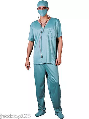 Mens ER Doctors Surgeon Scrubs Hospital Fancy Dress Nurses Outfit Halloween   • £14.50