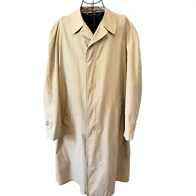 London Fog Trench Coat 42 Long Men's Maincoat Tan Vintage Cloister Cloth • $49.99