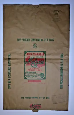 $25 • Buy XX L Vintage Paper Sack Bag, MELROSE FLOUR, WHITE STAR MILLS, STAUNTON VA. 1961