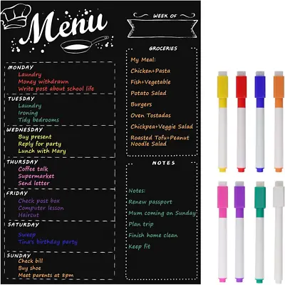 £17.99 • Buy MoKo Magnetic Menu Board For Kitchen Fridge With 8 Color Chalk Markers, 16 X12 