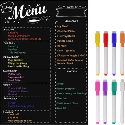 £17.99 • Buy MoKo Magnetic Menu Board For Kitchen Fridge With 8 Color Chalk Markers, 16 X12 