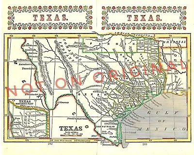 8x10 Historic MAP OF TEXAS In 1850 Color Print For Framing Wall Decor • $14.99