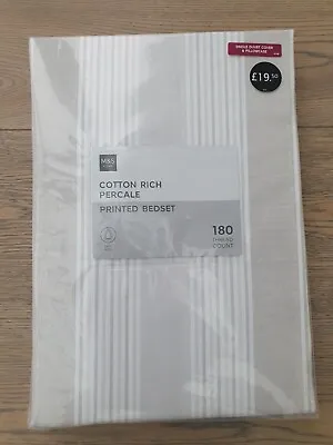 M&S Cotton Rich Percale Printed Bedset (duvet Cover & Pillow Case) • £15