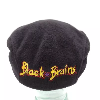 Black Brains Black Fleece Flat Cap Newsboy Hat One Size Distressed  • $18.75