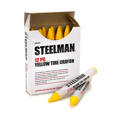 Steelman Yellow Tire Glass Automotive Marking Crayons Box Of 12 00062 • $12.99