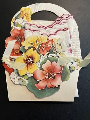 Unique Spring/ Easter Vintage Greeting Card Basket Card With Hankie • $5