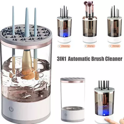 Makeup Brush Cleaner Machine Automatic Fast Electric Brush Cleaning Holder Dryer • £7.49