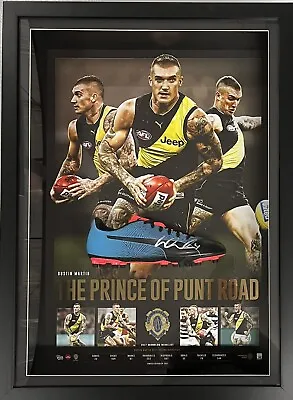 $699 • Buy DUSTIN MARTIN Signed Boot Richmond AFL +Prince Of Punt Road Print Box FRAMED COA