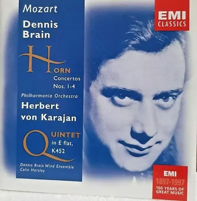 MOZART: HORN CONCERTOS/QUINTET IN E FLAT - Dennis Brain Herbert Von Karajan -CD • $7.14