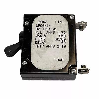 Airpax UPG Marine Circuit Breaker Single Pole UPG6-1-62-1751-01 Trip Amps 2 • $15