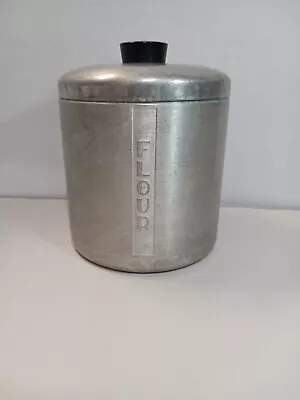 Vintage Aluminum Kitchen Canister 1950s Flour With Lid • $14.99