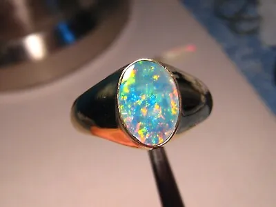 Men's Opal  Ring   Solid 14 K Gold   Brilliant Play Of Color • $950