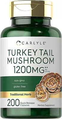 Turkey Tail Mushroom Capsule 1200mg | 200 Count | Non-GMO | By Carlyle  • $13.09