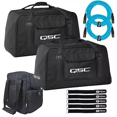 QSC K12TOTE K12 K12.2 Tote Bags W 20FT Blue XLR Cables & Carry Case • $295.40