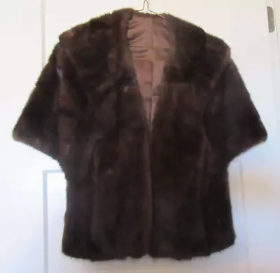 Vintage Mink Fur Cape Stole Wrap Coat Fur Label Authority One Size Chocolate Brn • $44.99