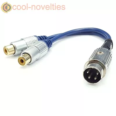 4 Pin DIN Plug TO 2 X Phono RCA Sockets Cable For Quad 405 (15 CM) • £15.99