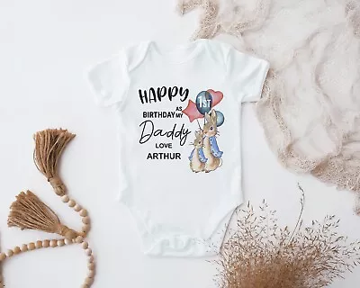 Happy 1st Birthday As My Daddy/Mummy Baby Vest First Birthday Dad Bodysuit • £6.99