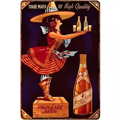 Vintage Miller High Life Beer Metal Sign 12  X 8  Trademark Of High Quality • $13.50