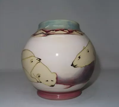 Moorcroft Pottery - Vase In The  Polar Bear  Pat By Sally Tuffin 6 3/4  Inches • $460