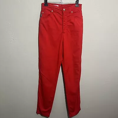 Escada Red Pants Womens EU 34 Red High Waist Slim Straight Stretch Italy • $75