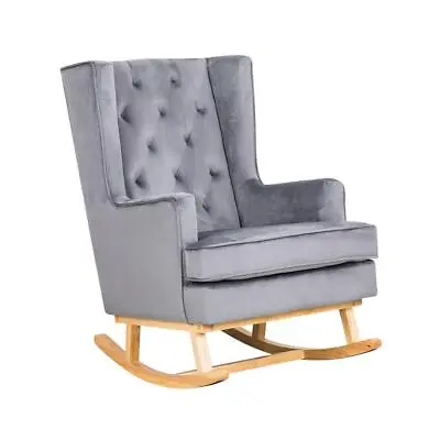 £299 • Buy Velvet Nursing Rocking Baby Feeding Chair - Midnight Grey / Natural Legs