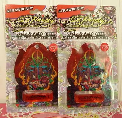 $4 • Buy 2 Ed Hardy Hanging Scented Oil Car Air Freshener - Strawberry Auto