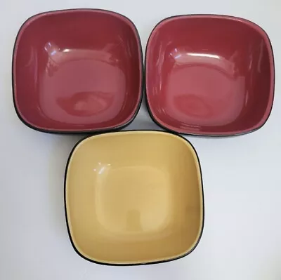 Lot Of 3 CORELLE HEARTHSTONE Stoneware Soup Cereal Bowls Square • $49.26