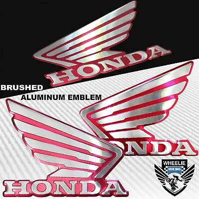 $18.98 • Buy Metal Dark Hot Pink/red&chrome Honda Wing Logo Decal Emblem Tank/fender Sticker