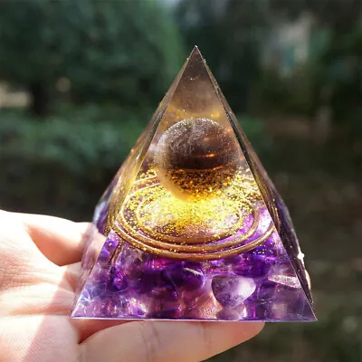 £5.95 • Buy Amethyst Crystal Sphere Orgonite Pyramid Obsidian Chakra Energy Orgone Stone